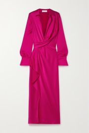 Pink Talita wrap-effect satin midi dress JONATHAN SIMKHAI NET-A-PORTER at Net a Porter